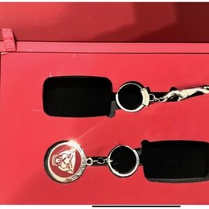 JAGUAR ORIGINAL NOVELTY SILVER STEEL LOGO KEY RING WITH RED OEM BOX RARE